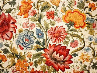 Zelfklevend Fotobehang Wallpaper of floral patterns with old drawing vintage background ,wall art decoration © Sara_P