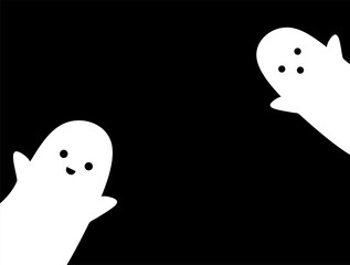 Cute ghosts Halloween background. Vector illustration.
