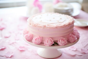 Obraz na płótnie Canvas an untouched pink baby shower cake
