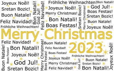 Merry Christmas 2023 wordcloud - illustration - 669979790