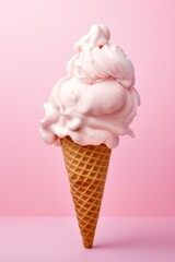 ice cream cone on pastel pink background vertical banner - obrazy, fototapety, plakaty