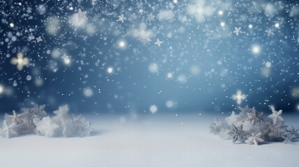 Naklejka premium Christmas background, copy space, blurred winter background, holiday decoration