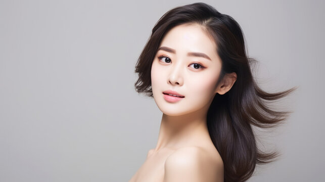 Young asian woman with clean skin as skincare concept