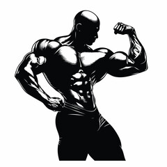 black bodybuilder on white background vector image