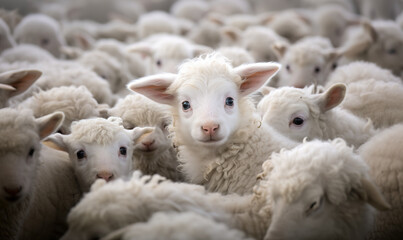 Naklejka premium cute little lambs in the flock