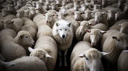 Fotobehang The wolf hidding in the sheep flock © IBEX.Media