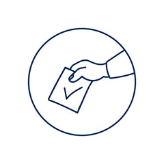 Hand voting line icon. Concept of democracy, voting, politics. Election vote concept.