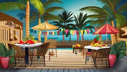 Foto op Plexiglas havana nights backyard tropical party fiesta or hawaiian luau graphic © Nichole