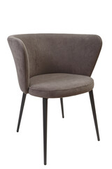 Grey modern armchair on black legs isolated on a white