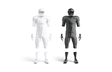 Blank black and white american football uniform mockup, front view
