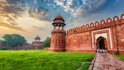 the red fort monument in new delhi india its unesco world heritage site generative ai - obrazy, fototapety, plakaty