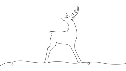 One line continuous deer. Vector illustration.
