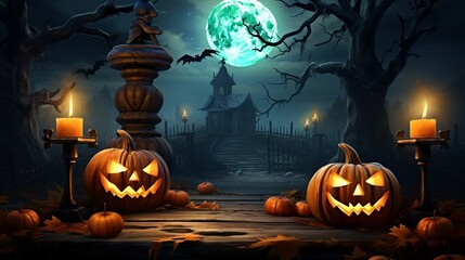 halloween background with pumpkins  generated by AI