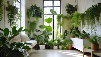 greenery and freshness in modern interiors indoor oasis stylish houseplants transforming interior spaces minimalist elegance beauty of green and white in home decor