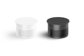 Blank black and white small sport nutrition can mockup, isolated