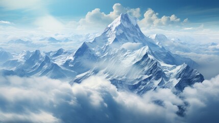 Fototapeta na wymiar Bird's-eye view of the snowy mountains