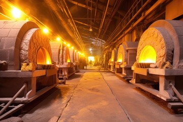 series of kilns at a clinker production facility - obrazy, fototapety, plakaty