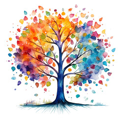 Watercolor tree of life. Generative AI, png image.