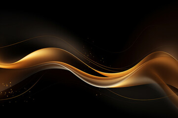 Obraz premium illustration of abstract gold waves on black background. Created with Generative AI 