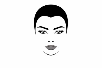 Elegant Line Art Portrait Minimalist Facial Features isolated vector style illustration