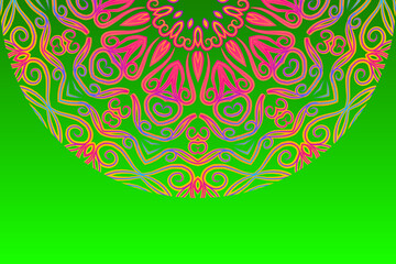 Luxurious colourful gradient mix pattern of modern Chinese oriental Java traditional classic borneo flowers circle flowers art