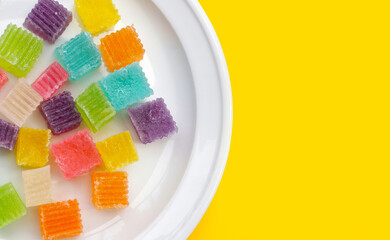 Colorful crispy jelly. Thai sweet dessert