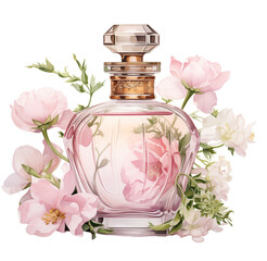 Watercolor spring perfume. Generative AI, png image.