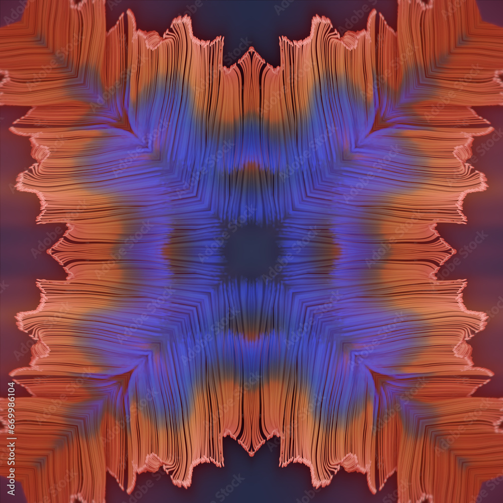 Aufkleber magical intertwining growing lines. abstract symmetric organic growing pattern. 3d rendering digital