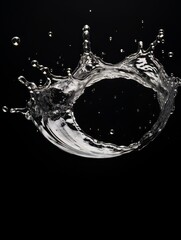 Abstract shape water drop on black background close up AI