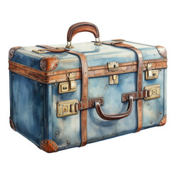 Watercolor travel suitcase. Generative AI, png image.