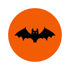 Fototapeta premium Halloween Background with black bats on the orange background. vector Illustration.