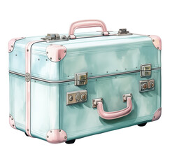Watercolor travel suitcase. Generative AI, png image.