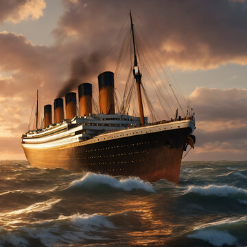 Graphics Generative AI image of Titanic

