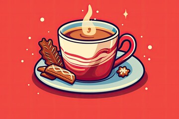 christmas cookie and hot cocoa drink illustration
