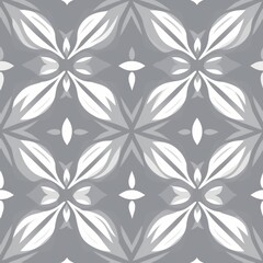 A seamless floral pattern adorns the background of this grey and white wallpaper.