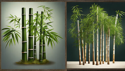 set of bamboo trees 3d rendering great for illustration digital composition architecture visualization
