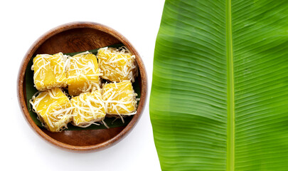 Steam pumpkin cake. Thai Desserts.