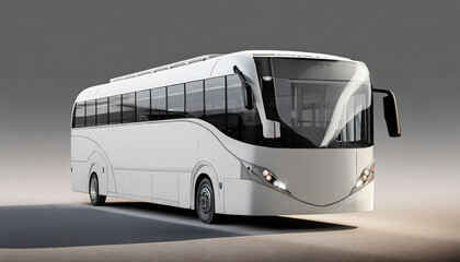 photorealistic 3d rendering of a white bus on transparent background