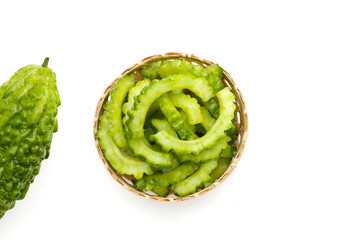 Bitter melon on white background.