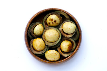 Djenkol fruit bean on white background