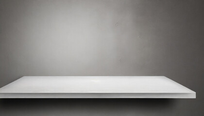 empty white shelf on grey wall background for display or montage your products high quality photo