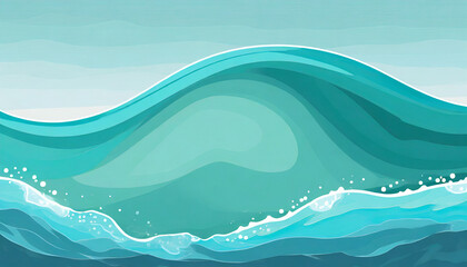 transparent ocean water wave copy space for text isolated blue teal turquoise happy cartoon wave...
