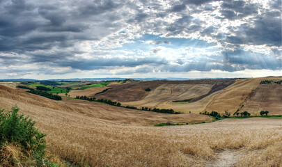 Obraz premium Italien - Toskana - Asciano - Crete Senesi - Panorama