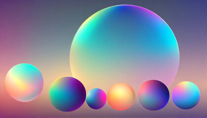 set of holographic gradient sphere vibrant gradient bright glowing rounds vector illustration