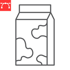 Milk line icon, farm and dairy, Milk carton with cow pattern vector icon, vector graphics, editable stroke outline sign, eps 10.