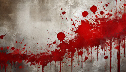 red blood splatter on a grunge wall illustration