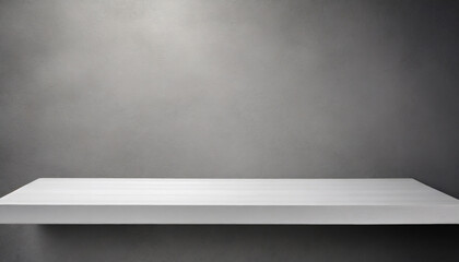 empty white shelf on grey wall background for display or montage your products high quality photo
