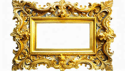 elegance of past ornate in vintage gold timeless beauty glimpse into antique design and decor intricate craftsmanship of gold frame on white background isolated
