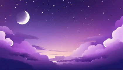 Schilderijen op glas purple gradient mystical moonlight sky with clouds and stars phone background wallpaper ai generated © Nichole