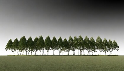 3d rendering of the tree line landscape tree on transparent background